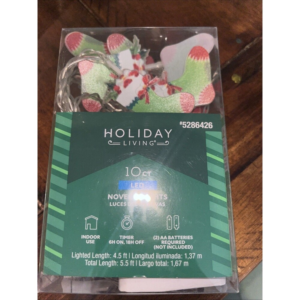 Holiday Living 10ct Stocking Christmas LED Lights Lights Clear Wire